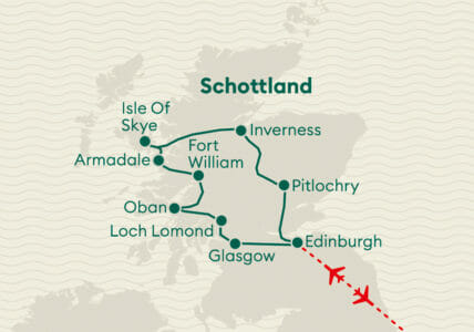 Karte Schottland Mietwagenreise