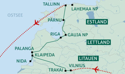 Karte Baltikum Mietwagen