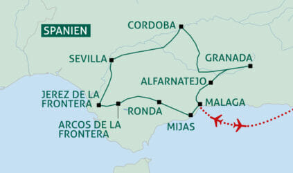 Karte Andalusien Rundreise
