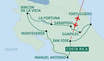 Karte Costa Rica Mietwagenreise