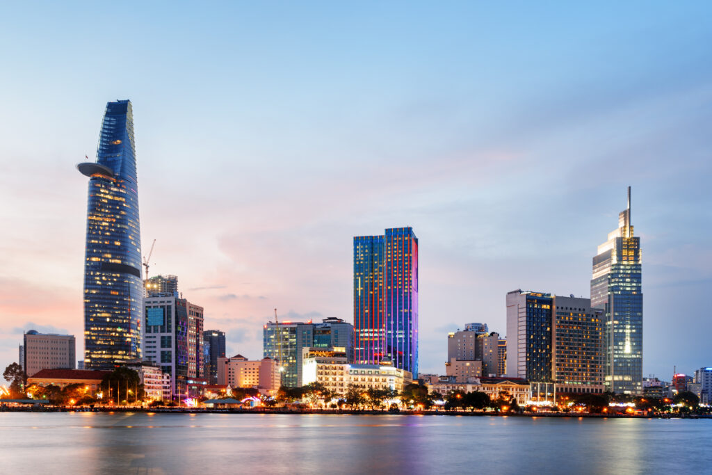 Die wachsende Skyline der boomenden Millionenmetropole Ho Chi Minh City.