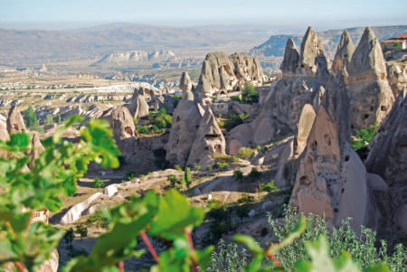 Landschaft mit Kegelfelsen